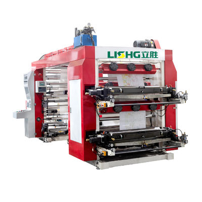 Lisheng 4 Colors Double Face Flexo Printing Machine Plastic film Roll to Roll Print supplier